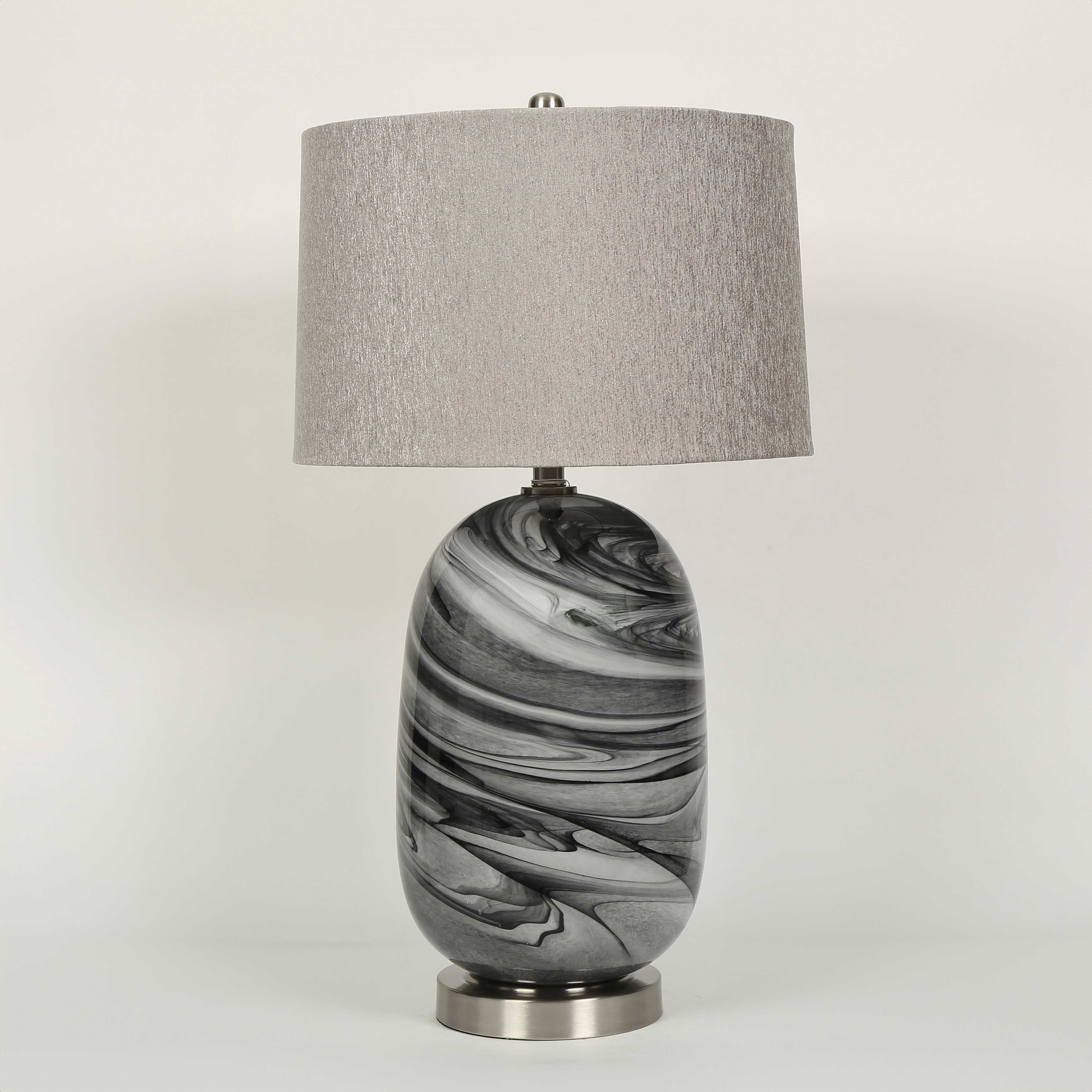 Siyah Gri Cam Abajur